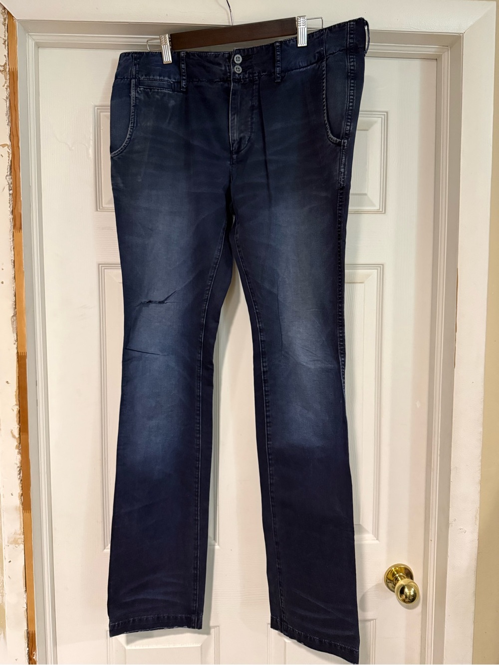 PRPS Men's Japan Denim Distressed Chino Jeans in Dark Blue Wash